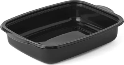 Produktbild von 300 Mehrwegmenüschalen 1000ml PP 253x185x49mm schwarz ungeteilt- Lunchschalen