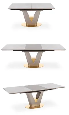 Produktbild von Design Esstisch Tisch HA-777 Grau Marmoroptik - Gold ausziehbar 160 bis 220 cm