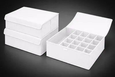 Produktbild von Aufbewahrungsboxen mit Deckel, Organizer, 2er-Set, faltbare Stoffbox, Aufbewahrungsboxen, Organizer mit Deckel, 44 x 29 x 12,5 cm