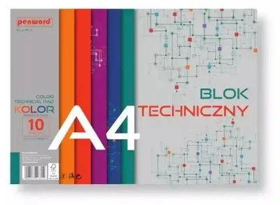 Produktbild von Penword Technisches Notizbuch, Format A4, 10 farbige Seiten, robust, 1 Stück