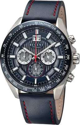 Image de Regent Montre Homme Bracelet en cuir Montre analogique bleue rouge URBA827