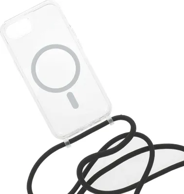 Zdjęcie produktu dla Etui na telefon komórkowy ze smyczą do iPhone'a 16e, Fixed MagPure Neck z MagSafe, półprzezroczysty czarny
