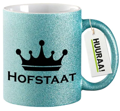 Produktbild von Huuraa Glitzertasse Hofstaat Schützenfest 330ml Blau Keramik Kaffeebecher Geschenkidee