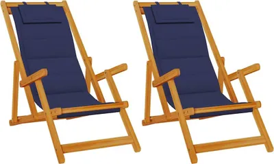 Image de vidaXL Chaise longue 2 pcs Marron 61.5 x 123 x 82cm Bois massif Acacia