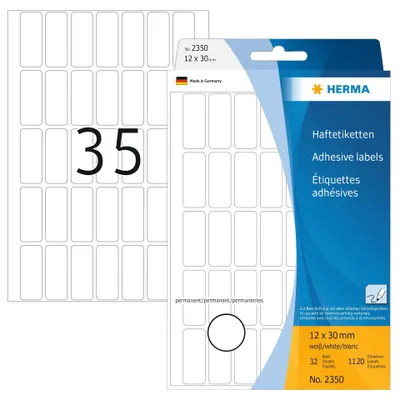 Image de Étiquettes autocollantes multifonctions HERMA 2350, 1120 pièces, dimensions 12 x 30 mm, 35 par feuille