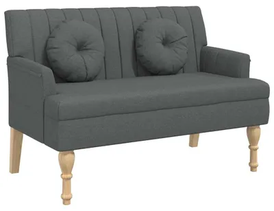 Zdjęcie produktu dla Ławka Z Poduszkami, Ciemnoszara, 113X64,5X75,5 Cm, Tkanina Lumarko!