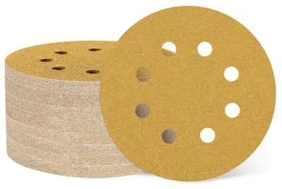Image de 50 disques abrasifs de 125 mm, 8 trous, grain 60, pour le travail du bois et du métal