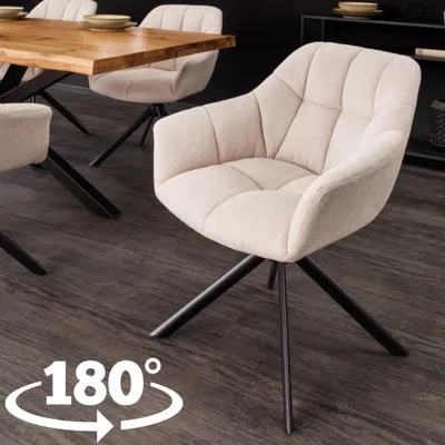 Produktbild von Moderner Drehstuhl LYON beige Strukturstoff Metallgestell