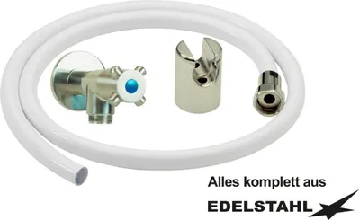 Produktbild von Kneipp-Schlauch Weiß 2,0 m offener Vollstrahlschlauch mit Wandhalter + Wandventil DN15 (1/2")