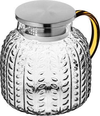 Produktbild von KADAX Teekanne 1,3 Liter aus Borosilikatglas, hitzebeständige Glaskanne mit Edelstahl Deckel und integriertem Sieb, Glasteekanne, Glaskaraffe