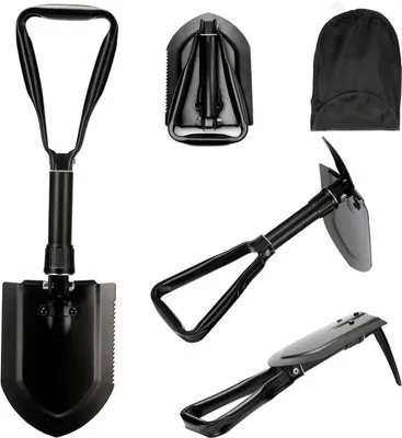Produktbild von Klappspaten Kohlenstoffstahl Camping Hochfest Tragetasche Schwarz