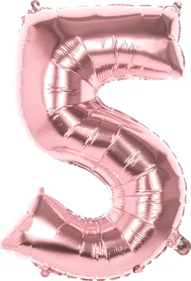 Produktbild von XL Folienballons Zahl 86 cm groß - Rose Gold - Luft oder Helium Luftballons Zahl 5 - Folienballon 86 cm