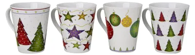 Produktbild von 4er Set Weihnachtstassen 11 cm, Ø 8,5 cm, 300 ml | Kaffeebecher und Glühweintassen mit Weihnachtsmotiven