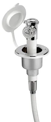 Imagen del producto de Ducha con mando a presión, acabado cromado, manguera de PVC de 2,5 metros, Osculati, modelo 15.244.00
