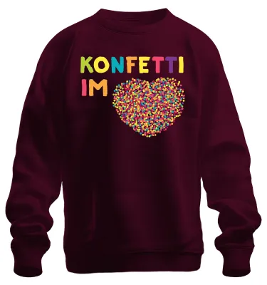Imagen del producto de Sudadera o jersey uni con estampado de confeti, ideal para fiestas de cumpleaños, el Día de San Valentín, o para expresar amor, con diseño colorido. Color burdeos, talla XXL