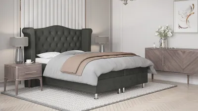 Produktbild von Gepolstertes Doppelbett ELSA – 180x200, Dunkelgrau