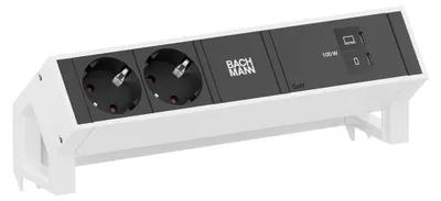 Immagine prodotto di BACHMANN DESK2 2 prese CEE 7/3, 1 porta USB-C, 100 W, L = 0,2 m, RAL 9010