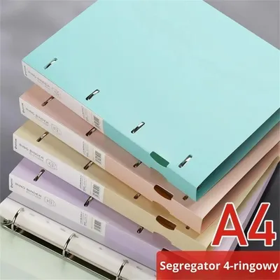 Zdjęcie produktu dla 3-pak segregatorów A4 z 4 otworami - wodoodporne, przenośne (zielony/niebieski/fioletowy)