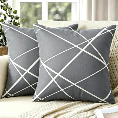 Samt Kissenbezüge 45x45 cm Grau/Weiß, 2 Stück, weich