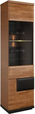 Produktbild von Bücherregal Bücherschrank Büchervitrine - 52 cm breit, teilmassiv, Optik: Walnuss / Schwarz