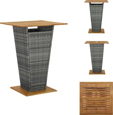 Image de vidaXL Table de bar Gris 80x80x110 cm Poly rotin et bois massif Acacia - Tables de jardin