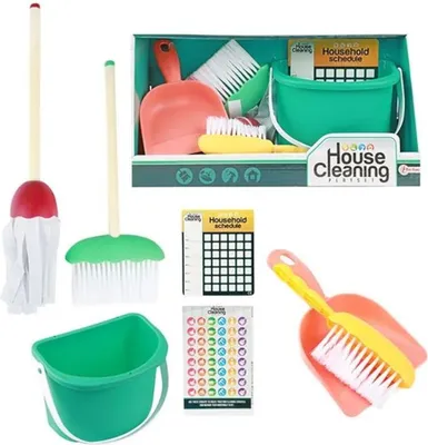 Produktbild von Toi-Toys HOUSE CLEANING Reinigungsset – Spielzeug mit Eimer, Besen & Zubehör, 7-teilig