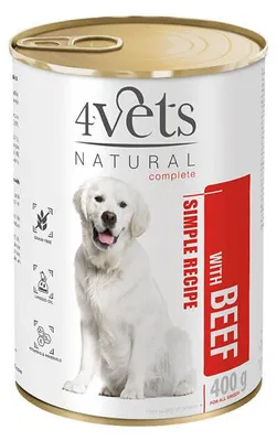 Zdjęcie produktu dla Mokra karma 4Vets Natural dla psa z wołowiną puszka 400 g