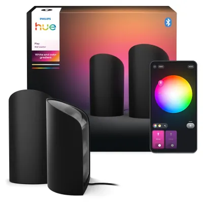 Zdjęcie produktu dla Philips Hue White and color ambiance Lampa Hue Play do podświetlenia ściany, Inteligentna lampa stołowa, Bluetooth/Zigbee, Czarny, Syntetyk, Wielo, 2000 K