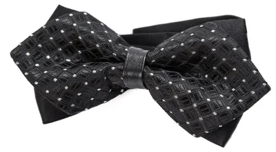 Produktbild von DonDon spitze Herren Fliege Schleife im Retro Look mit Haken gebunden vorgebunden und längenverstellbar schwarz glänzend mit silbernen Punkten