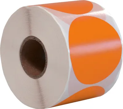 Produktbild von DULA Runde Etiketten - Orange - 50mm - 500 Aufkleber auf Rolle - Siegel - Markierungspunkte - Leere runde Aufkleber auf Rolle