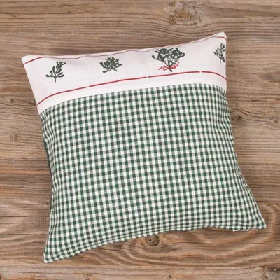 Immagine prodotto di Copricuscino 30x30 cm in cotone a scacchi bianco verde Natale