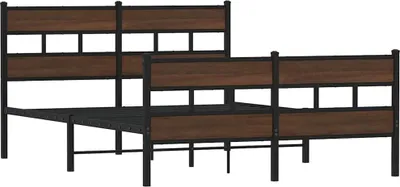 Obrázek produktu pro vidaXL Kovová postel bez matrace Hnědý dubový vzhled 160x200 cm