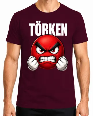 Produktbild von TÖRKEN wütender Emoji rot geballte Fäuste Comic Herren T-Shirt roter Smiley Comic, Burgundy, L