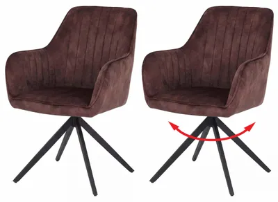 Obrázok produktu pre Sada 2 jedálenských stoličiek HWC-L79, kuchynská stolička s otočnými podrúčkami, automatickým návratom, zamat 440 g/m² ~ vzhľad semišu, terakotovo hnedá