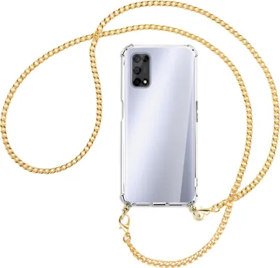 Produktbild von Handykette Backcover-Schutzhülle mit Band (Metall goldfarben) für Realme 7 5G / V5 5G - goldfarbene Kette