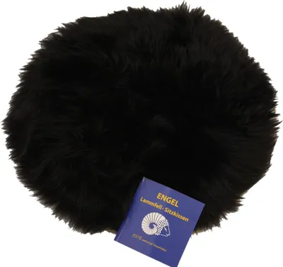 Produktbild von Sitzauflage Diana aus Lammfell hochwollig Schwarz Ø 34cm