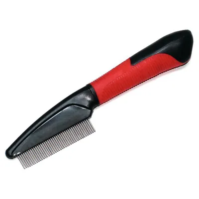 Produktbild von Karlie Pflegekamm mit rotierenden Zähnen für Hunde Fein - Gummi - Rot/Schwarz - 21x5 cm