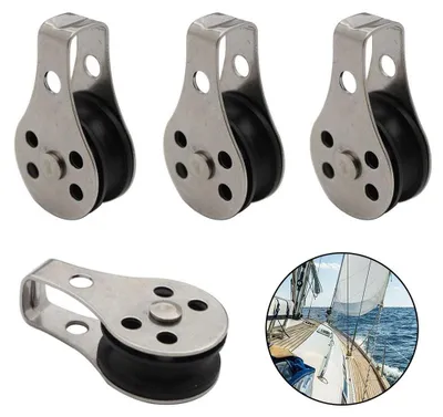 4er-Set Edelstahl-Seilrolle, 25 mm, 400 kg, Schwerlast