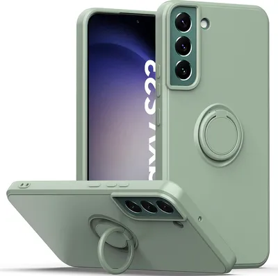 Produktbild von Samsung S23 Handyhülle, Ring Halter Ständer Kratzfeste Weiche Silikon schutzhülle für Samsung Galaxy S23 Türkis