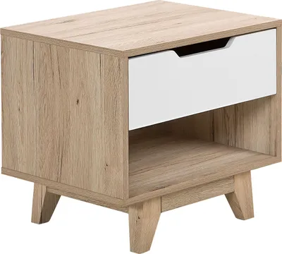 Zdjęcie produktu dla BELIANI Szafka nocna jasnobrązowy biała szuflada 46 x 50 cm półka nowoczesna