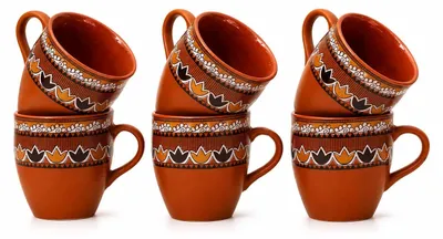Image de Omgoods - Ensemble de 6 tasses en céramique émaillée, fabriquées à la main