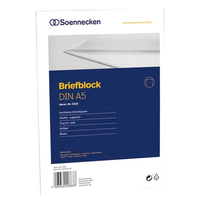 Produktbild von Soennecken Briefblock 2310 DIN A5 70g blanko 50Blatt weiß