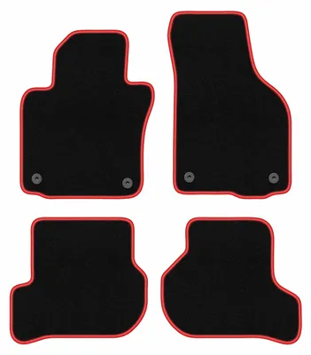 Obrázek produktu pro Velurové autokoberce pro: Skoda Octavia II 2004-2013 kombi, liftback černo-červené