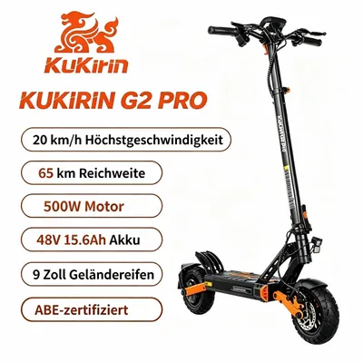 Produktbild von G2 ABE – es Modell 2026, All‑Terrain‑Elektroroller für Erwachsene, 500W, Doppelscheibenbremsen, 48V 15,6Ah Akku, max. 120 kg Zuladung,9‑Zoll