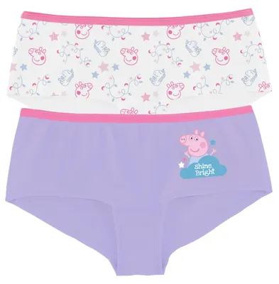Produktbild von Peppa Wutz Panty für Mädchen Kinder Slip Unterhose Unterwäsche Weiß/Lila (2er Pack) 86-92