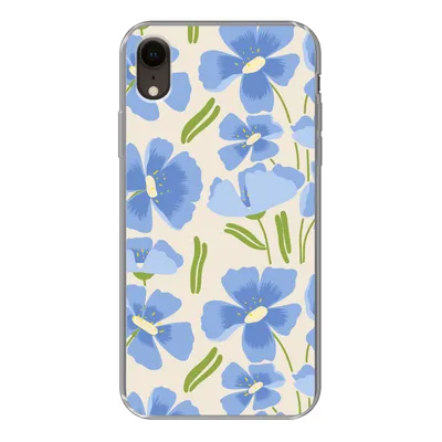 Produktbild von MuchoWow® Handyhülle Schutzhülle Hülle für iPhone XR Blume - Blau - Muster Silikon Softcase Handy Hülle - Schutzdeckel