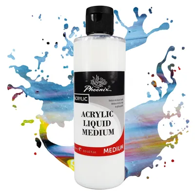 Produktbild von Acrylfarben-Verdünnungsmedium 250 ml Phoenix – Professionelles Transparentes Acryl-Malmedium zum Verdünnen, Lasieren & Schichten