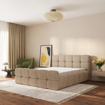 Produktbild von Masseno Polsterbett ELIZJA 160x200 cm, Polsterbett mit Bettkästen -Beige, QUELLE 05