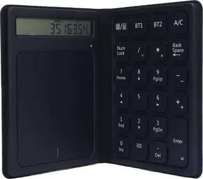 Obrázek produktu pro 23 kláves Bluetooth numerická klávesnice s touchpadem a kalkulačkou 3 v 1 Skládací ultra tenká bezdrátová numerická klávesnice s koženým pouzdrem zPolyuretankůže pro tablet notebook