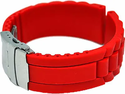 Produktbild von Uhrenarmband Silikon Wellen mit Faltschließe ROT 16mm NEU
